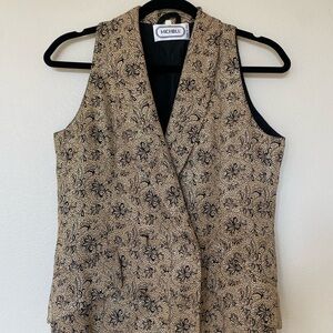 MICHI Black and Tan Patterned Vest